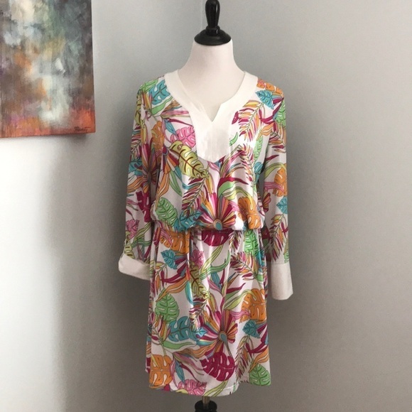 Tropical Banana Leaf Print Shift Dress - Picture 2 of 9